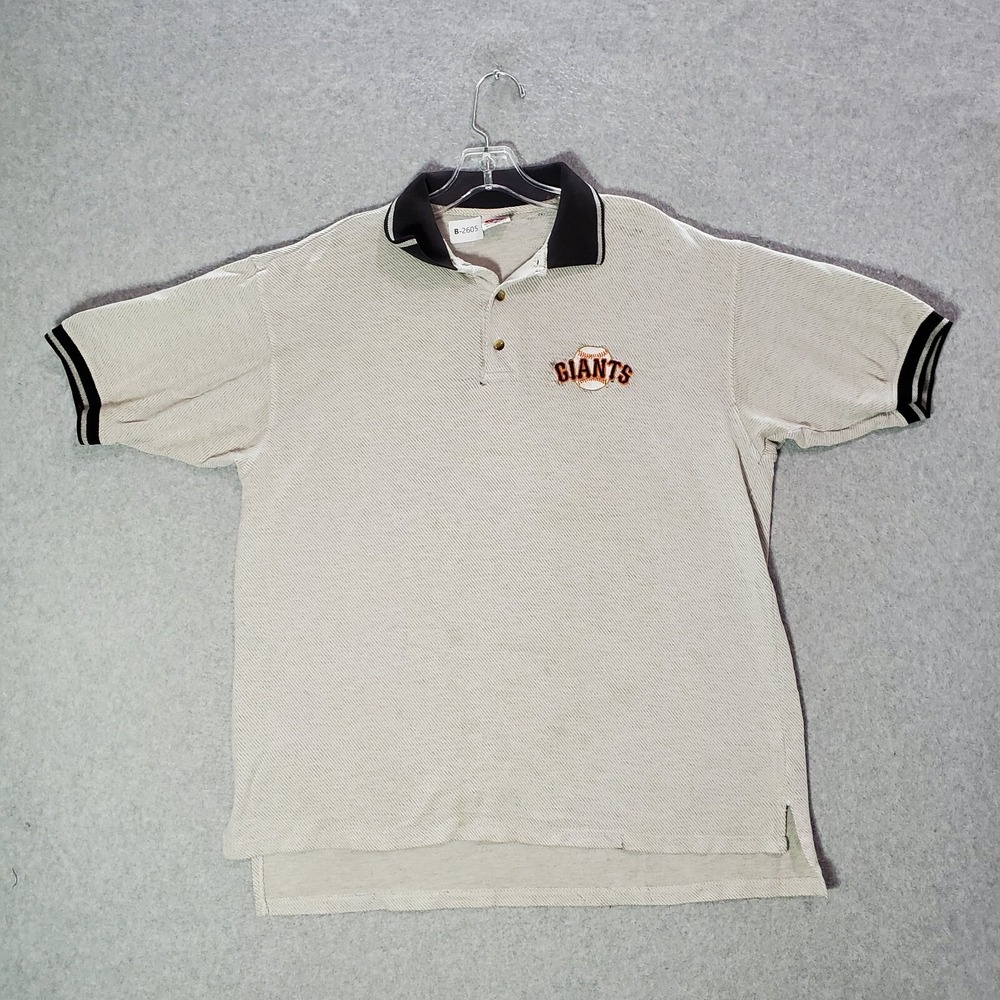 VINTAGE San Francisco Giants Men Shirt large Beige Polo Logo Embroidered READ
